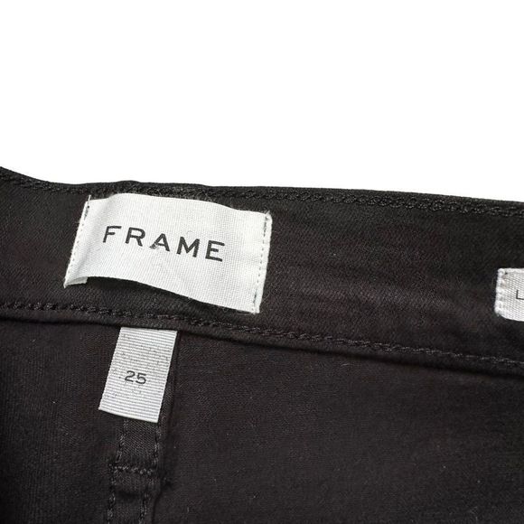 FRAME Le Sylvie Slender Straight black high rise waxed raw hem ankle Jeans - Picture 5 of 9